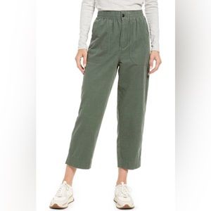 Madewell Huston Tapered Cotton Corduroy Pull-on Crop Pants Green Size S